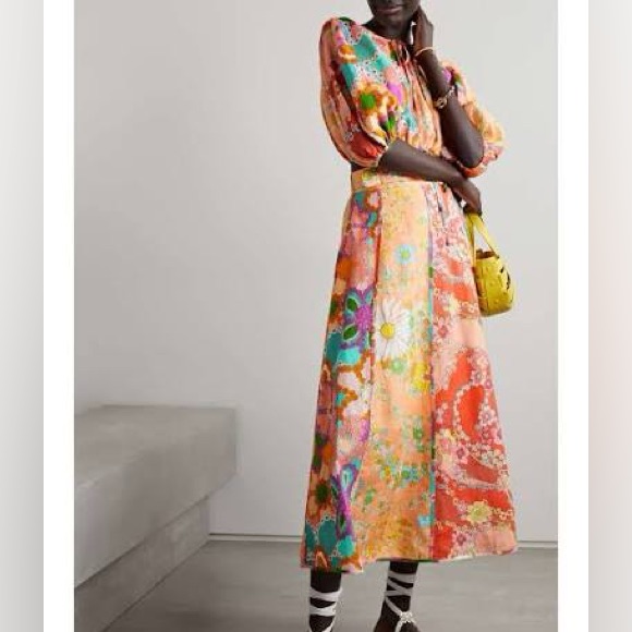 Zimmermann Lola Paneled Midi Skirt And Puff Sleeve Crop Top Set